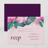 LeahGバジェットピンクローゼプラムモダンス結婚シック インビテーションポストカード (正面/裏面)