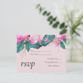 LeahGバジェットピンクローゼプラムモダンス結婚シック インビテーションポストカード (スタンド正面)