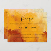 LeahGバジェット結婚の水彩夕日の紅葉 ポストカード (正面/裏面)