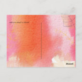 LeahGバジェット結婚の赤オレンジ色の水の色葉の ポストカード (裏面)