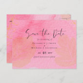 LeahGバジェット結婚ズピンクピーチウォーター色アブストラック ポストカード (正面/裏面)