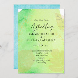 LeahGバジェット結婚ズ水彩ティール（緑がかった色）グリーンブルー