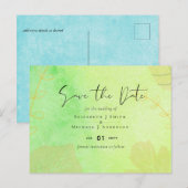 LeahGバジェット結婚ズ水彩ティール(緑がかった色)グリーンブルー ポストカード (正面/裏面)