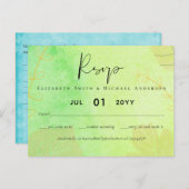 LeahGバジェット結婚ズ水彩ティール（緑がかった色）グリーンブルー ポストカード (正面/裏面)