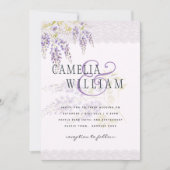 LeahGパープル藤レースフローラ結婚式INVITE 招待状 (正面)