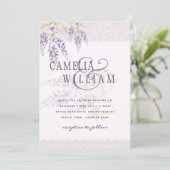 LeahGパープル藤レースフローラ結婚式INVITE 招待状 (スタンド正面)