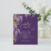 LeahGパープル金ゴールド藤フローラ結婚式の招待 (スタンド正面)