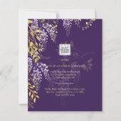LeahGパープル金ゴールド藤フローラ結婚式の招待 (裏面)