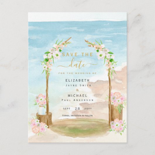 LeahGビーチ沿岸の目的地救日招待状 ポストカード (正面)