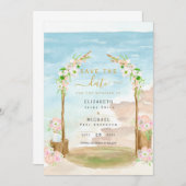 LeahGビーチ沿岸の目的地救日招待状 招待状 (正面/裏面)