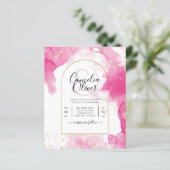 LeahGピンクの金ゴールドインク抽象芸術結婚式の招待 (スタンド正面)