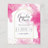 LeahGピンクの金ゴールドインク抽象芸術結婚式の招待 (正面)