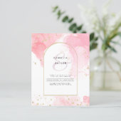 LeahGピンクの金ゴールドインク抽象芸術結婚式の招待 (スタンド正面)