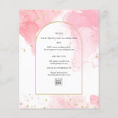 LeahGピンクの金ゴールドインク抽象芸術結婚式の招待 (裏面)