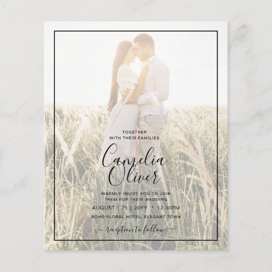 LeahGピンクのCala Lily写真オーバーレイ結婚式の招待 チラシ (正面)