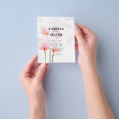 LeahGピンクカラリリーフローラ結婚式Invite allin1 チラシ (手)