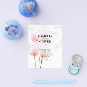 LeahGピンクカラリリーフローラ結婚式Invite allin1 チラシ (シングル)