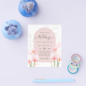 LeahGピンクカラリリーフローラ結婚招待 チラシ (シングル)