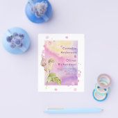 LeahGピンクカラリリーフローラ結婚招待 チラシ (シングル)