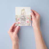 LeahGピンクカラリリーPHOTOオーバーレイ結婚式の招待 チラシ (手)