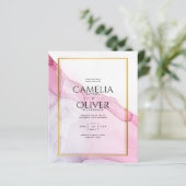 LeahGピンクパープルインク抽象芸術結婚式INVITE (スタンド正面)