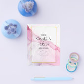 LeahGピンクパープルインク抽象芸術結婚式INVITE チラシ (シングル)