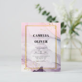 LeahGピンクパープルラベンダー金ゴールドインク結婚式の招待 (スタンド正面)