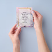 LeahGピンクパープルラベンダー金ゴールドインク結婚式の招待 チラシ (手)