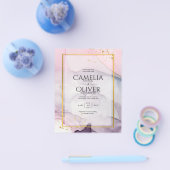 LeahGピンクパープルラベンダー金ゴールドインク結婚式の招待 チラシ (シングル)