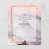 LeahGピンクパープルラベンダー金ゴールドインク結婚式の招待 チラシ (裏面)