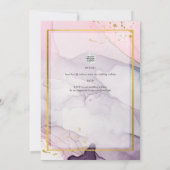 LeahGピンクパープルラベンダー金ゴールドインク結婚式の招待 招待状 (裏面)
