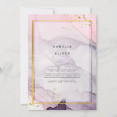 LeahGピンクパープルラベンダー金ゴールドインク結婚式の招待 招待状 (正面)