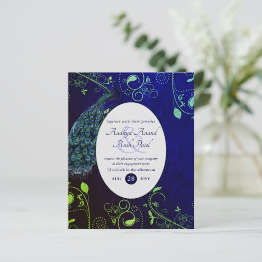 LeahGピーコックブルーイスラム教徒の結婚式の招待 (スタンド正面)