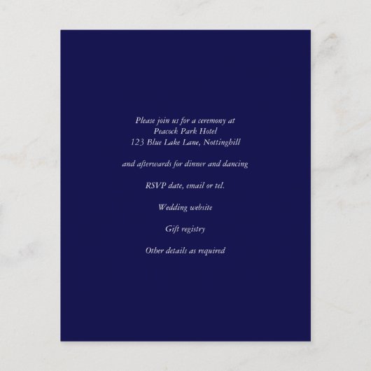 LeahGピーコックブルーイスラム教徒の結婚式の招待 (裏面)