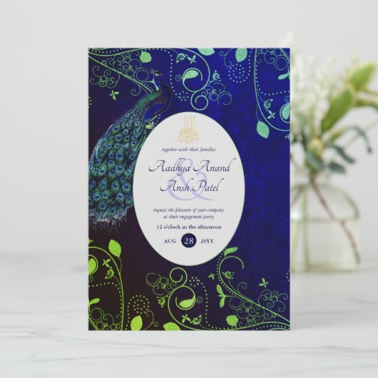 LeahGピーコックブルーイスラム教徒の結婚式の招待 招待状 (スタンド正面)