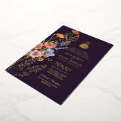 LeahGフローライスラム結婚教徒のニカの花 箔招待状 (回転した状態)