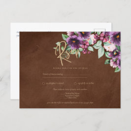 LeahGブラウンベリープラムパープル結婚の秋冬 ポストカード