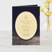 LeahGブラック金ゴールドイスラム教徒の結婚式の招待 カード (黄色い花)