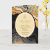 LeahGブラック金ゴールドイスラム教徒の結婚式の招待 カード (黄色い花)