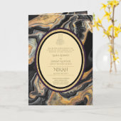 LeahGブラック金ゴールドイスラム教徒の結婚式の招待 カード (黄色い花)