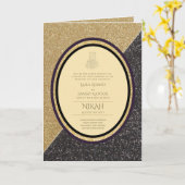 LeahGブラック金ゴールドイスラム教徒の結婚式の招待 カード (黄色い花)