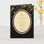 LeahGブラック金ゴールドイスラム教徒の結婚式の招待 カード (黄色い花)