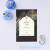 LeahGブラック金ゴールドイスラム教徒の結婚式の招待 チラシ (シングル)