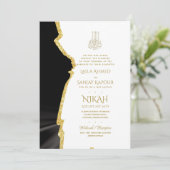 LeahGブラック金ゴールドイスラム教徒の結婚式の招待 招待状 (スタンド正面)