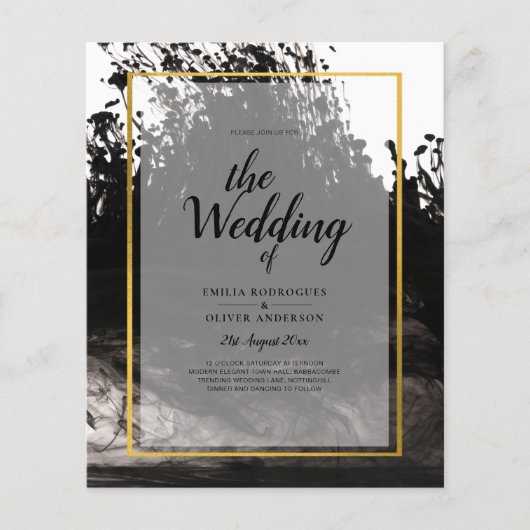 LeahGブラック金ゴールドインク抽象芸術結婚式 チラシ (正面)