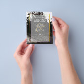 LeahGブラック金ゴールドインク抽象芸術結婚式 チラシ (手)