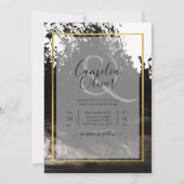 LeahGブラック金ゴールドインク抽象芸術結婚式 招待状 (正面)