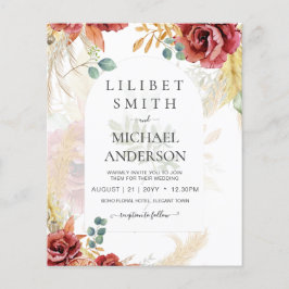 LeahGブルガンディテラコッタ秋の結婚式招待状フライ チラシ