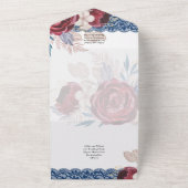 LeahGブルガンディブルーバラレース秋の結婚式招待状 オールインワン招待状 (外側)