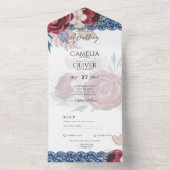 LeahGブルガンディブルーバラレース秋の結婚式招待状 オールインワン招待状 (内側)